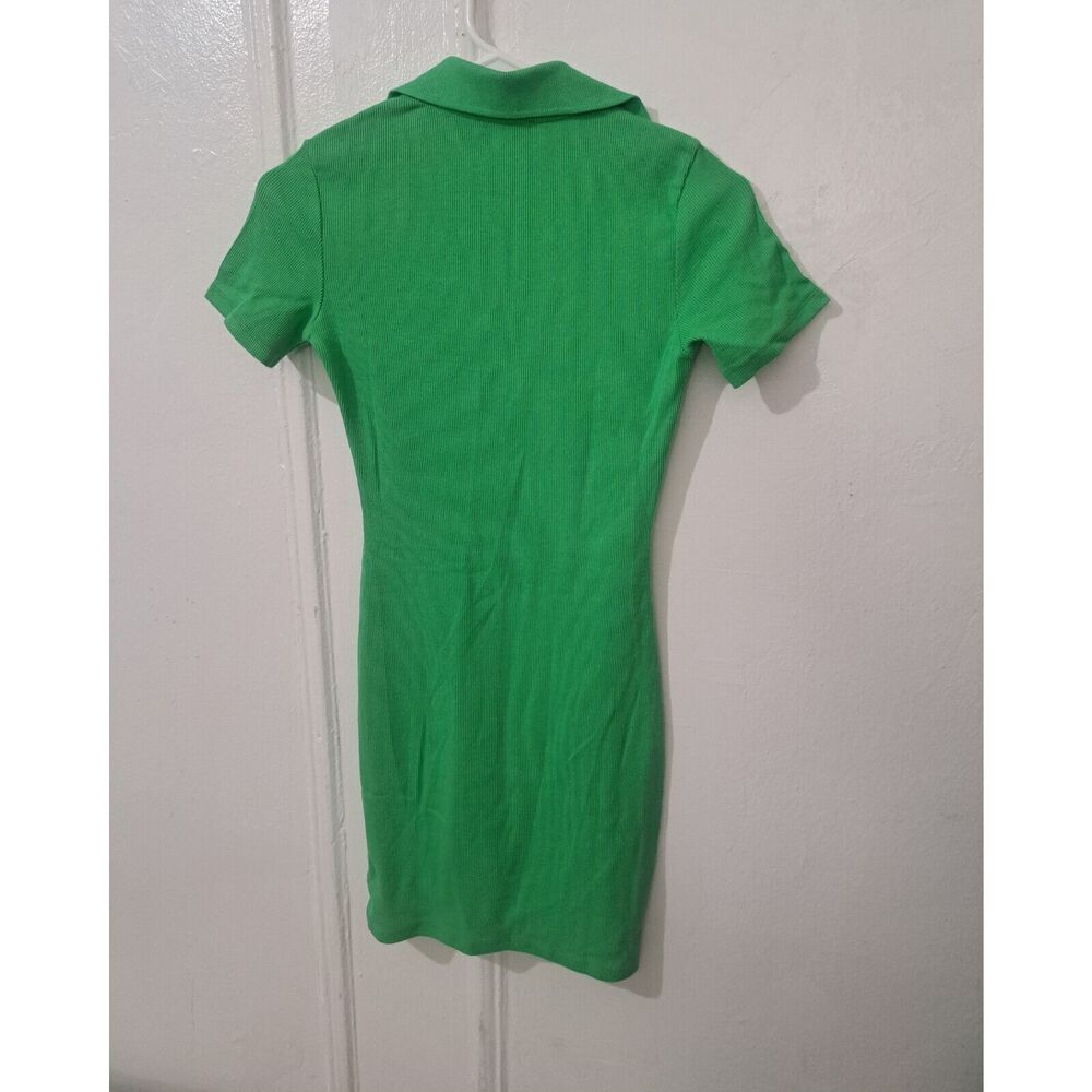 Zara Womens Small dress kelly green mini bodycon stretch collard Coquette - Picture 5 of 10